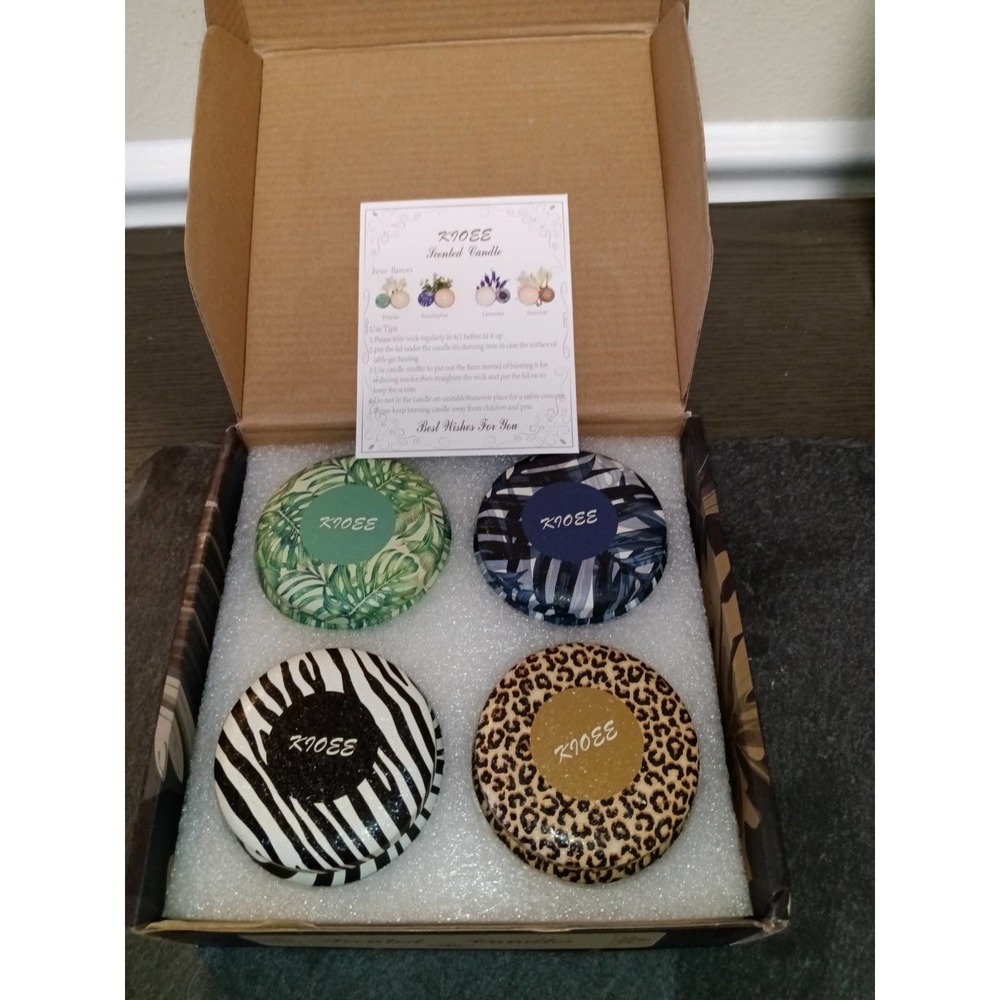 Kloee 4 Pack Scented Candles in tins Eucalyptus, Jasmine, Freesia & Lavender
